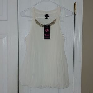 Wrapper Ivy balloon style  beaded sleeveless blouse  Sz L